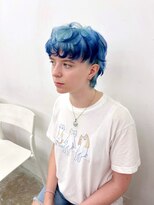 クク 渋谷(QUQU)&nbsp;ショート　ブルー　水色　グラデーション