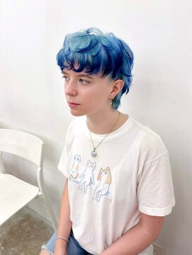 クク 渋谷(QUQU) ショート ブルー 水色 グラデーション