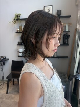 エスデザイン(es design) 顔まわりレイヤー×ボブ×グレージュ