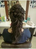 結婚式ロープ編みハーフアップ