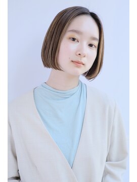 ガリカ 渋谷(Gallica) かき上げバングボブ前髪なしセンターパート10代20代30代40代