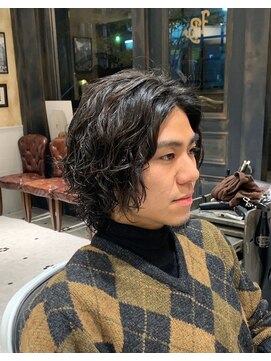 ルドローブラントオオサカ(LUDLOW BLUNT Osaka) 【LUDLOW BLUNT】ミディアムパーマ 癖毛風パーマ バーバー大阪