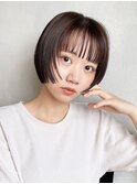 顔まわりウルフボブ_斜めバンググレージュカラー_59203