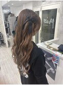 リボンねじりハーフツインアレンジ