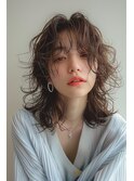 ミディアムレイヤー/顔まわり/ワイドバング/【lana hair 新宿】