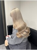 12242艶髪マロンベージュ韓国風巻きミルクティーベージュロング