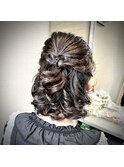 たて巻きハーフアップ