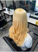 ケアブリーチハイライトバレイヤージュ抜きっぱなしブロンド