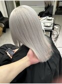 ブリーチ/ホワイトグレージュ/デジタルパーマ/フェザーパーマ