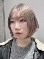 サンク 原宿 表参道(cinq) ハイトーンカラーダブルカラーレイヤーカットヘーゼルグレージュ