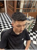 リバースセンターパートニュアンスパーマニュアンスウルフダウ T