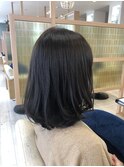 ナチュラルブラック×【ニュアンス毛先パーマ】×10代20代