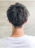 ナチュラル爽やか無造作を束感メンズパーマ前下がり