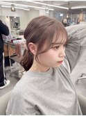 7027艶髪グレーベージュミルクティーアッシュポニーテール