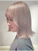 9230ブロンドベージュハイトーンカラー韓国切りっぱなしボブ