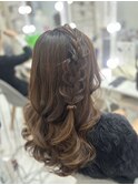サイド編み込みたらし巻き下ろし