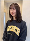 ラベンダー　暗めカラー　ミディアムレイヤー