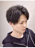 簡単セットセンターパート×ラフ質感シャドウパーマ