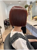  &nbsp;&nbsp;&nbsp;ワインレッド×ぱつっとミニボブ