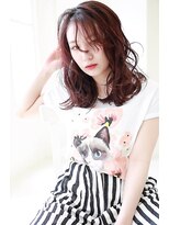 ラフィス ヘアー リノ 三宮店(La fith hair lino) 【La fith】 チェリーレッド☆エアリーミディスタイル
