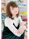 斜めバング内巻きワンカール♪ピュアアッシュベージュb1