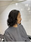 かき上げヘアショートレイアーくせ毛風パーマコンマヘアS68