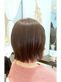 外ハネ/レイヤーボブ/切りっぱなしボブ/ナチュラルブラウン