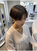 丸みショートシースルーバングくびれボブマッシュショート