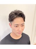 七三ツーブロック×アップバングショート
