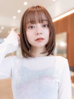 20代30代大人可愛い斜めバング/グレージュカラー小顔ボブ