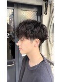 波巻きツイストスパイラルパーマ×刈り上げメンズマッシュ