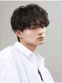 波巻きパーマメンズシャドウパーマツーブロック黒髪