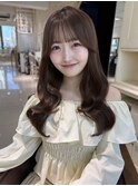 ミルクティーベージュ/レイヤーボブ/韓国巻き/顔周りカット