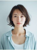 ミルクブラウン/ダークパープル/ナチュラルショート/夏/センター