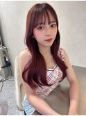 ダブルカラーピンクベージュベージュカラーケアブリーチレイヤー