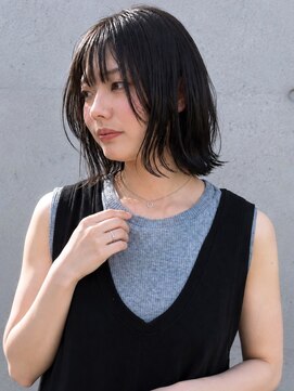 ヘアメイク ミチ 富田店(HAIRMAKE MICHI) MICHI 富田店 古作蓮 外ハネボブ レイヤー 黒髪