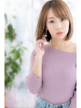 ミック ヘアアンドメイク アップ 駒込店(miq Hair&Make up) サラツヤヴェールカラー前下がり小顔ナチュラルボブc1