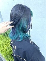 シモキタジャムズ&nbsp;ネイビー×ターコイズブルー＊インナーカラー/デザインカラー