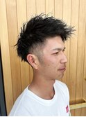 ジェットモヒカン×ツイストパーマで束感メンズショートヘア
