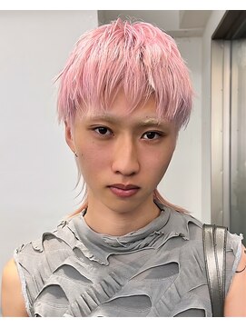 レコ(LECO) メンズペールピンクシャギーショートハイトーンカラー