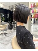 まるみボブ ストレート 暗髪 トリートメント