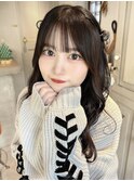 シースルーバングリボンハーフツイン
