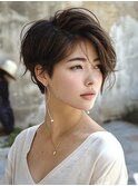 ☆ホワイトグレージュミニウルフデジタルパーマチェリーブラウン