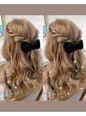 ねじりハーフアップ