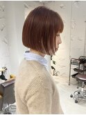 【三ツ井純】切りっぱなしボブ ミニボブ オレンジベージュ 小顔