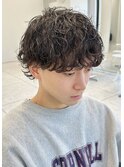 波巻きスパイラルパーマメンズマッシュツイストブルーブラック