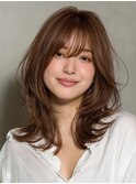アプリコットオレンジハイライトカラーサーフカール夏くびれヘア