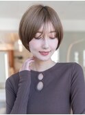 20代30代前下がりショートボブ白髪ぼかしハイライト縮毛矯正