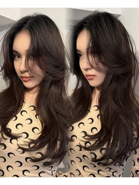 ピープル(people) ロングレイヤー/かきあげヘア/顔周りカット