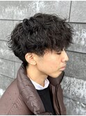 波巻きスパイラルパーマメンズカットパーママッシュシャドウ